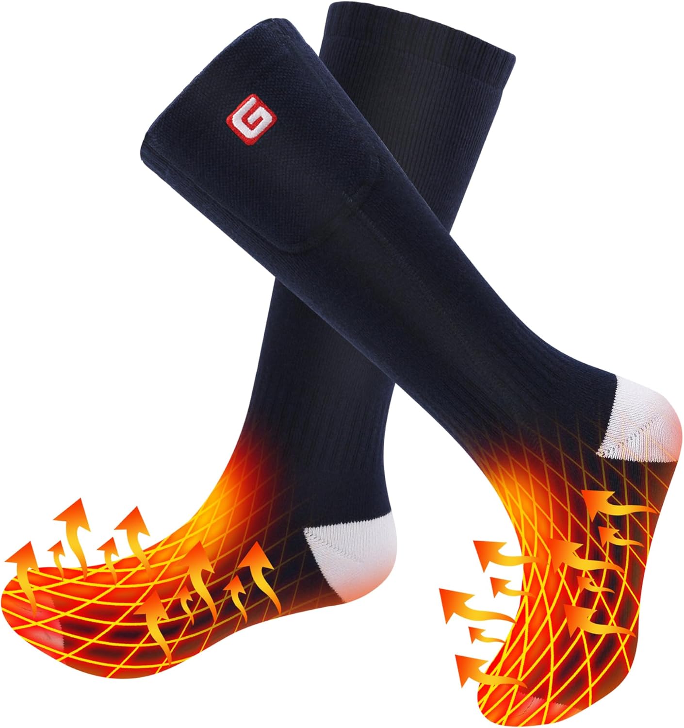 Heated Socks Rechargeable Electric 3.7V 4000mAh Winter Navy Socks Cold Foot Warmers for Cycling Skiing Fishing Dog Walking Hiking Camping