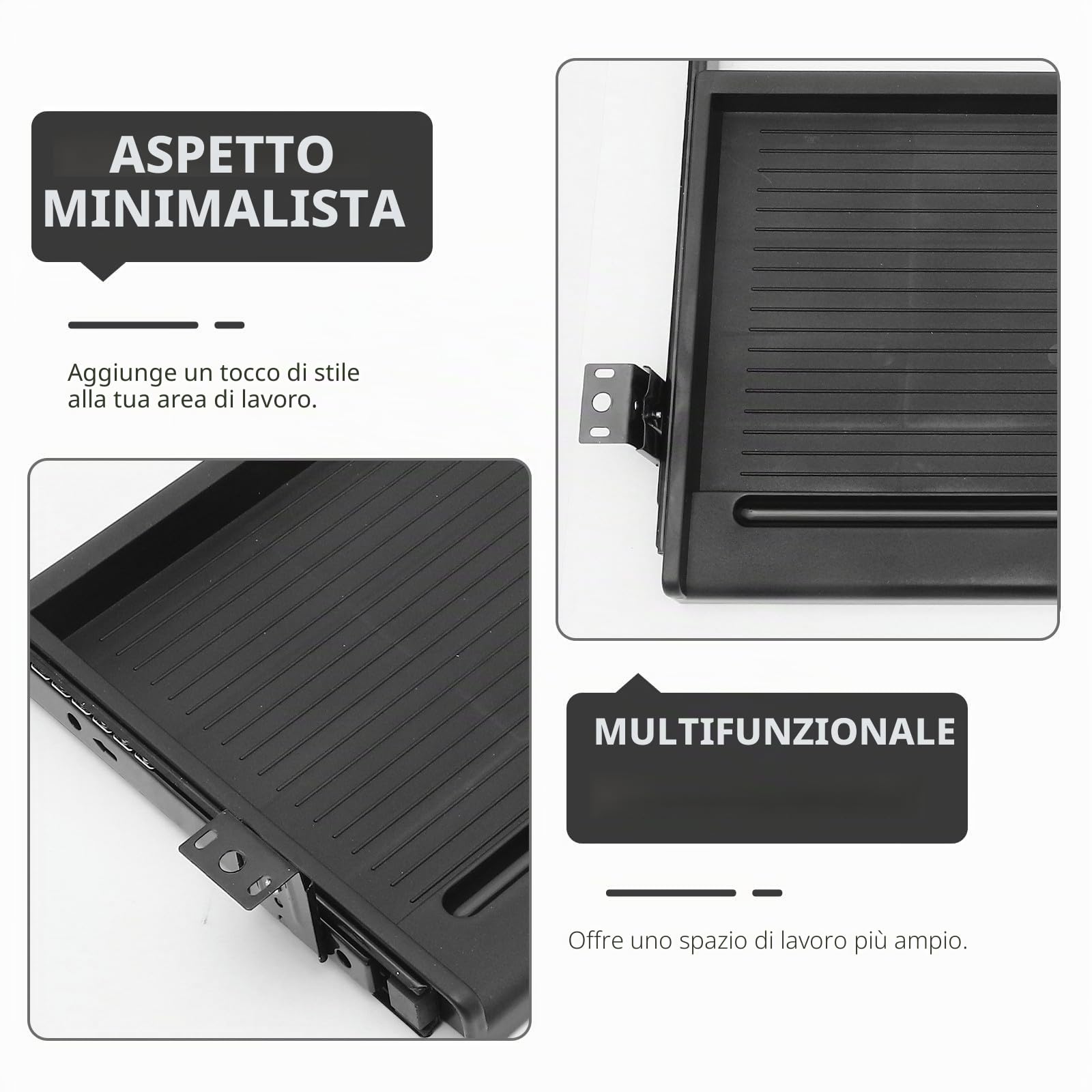FUOYLOO Vassoio Porta Tastiera sotto Scrivania Scorrevole Cassetto Estraibile Supporto Tastiera Pc per Ufficio Organizzazione Scrivania