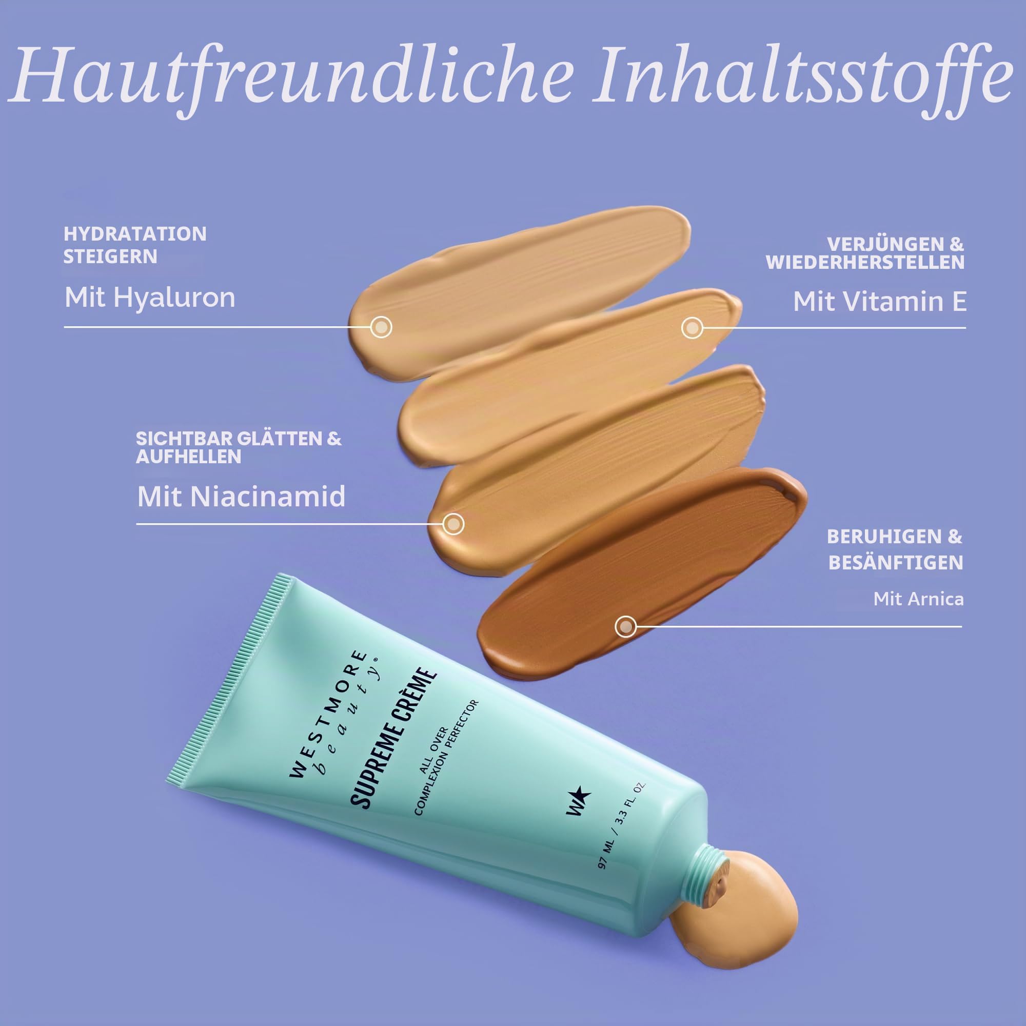 Westmore Beauty Supreme Creme All-Over Complexion Perfector - Langanhaltende Cc Cream Foundation - Wasserfeste und Transferbeständige Hautfarbe - 98 ml (3,3 Oz) Medium