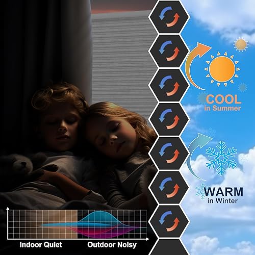 Miniatura 5 de Persianas celulares opacas sin taladro, sin herramientas, persianas celulares de arriba hacia abajo, persianas celulares de tela inalámbrica,