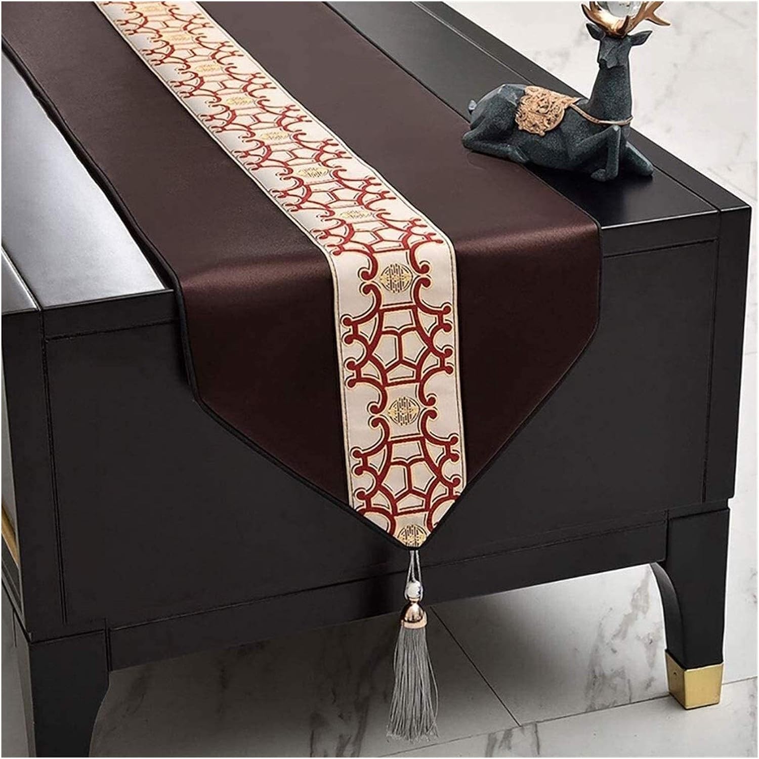 Table Runners Home Kitchen Table Runners Embroidered Flowers Table Runner Antique Gold Christmas Table Runner with Tassels Table Runners Chair Wedding Party Table Dec (Yellow 34x280cm)