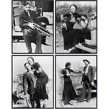 Awesome Bonnie and Clyde Vintage Wall Decor Photo Set