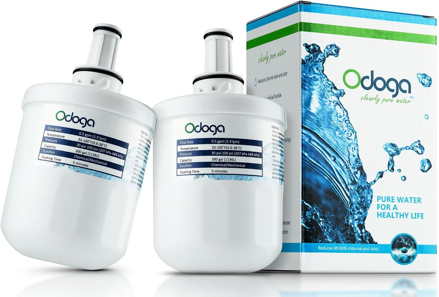 Odoga DA29-00003G Refrigerator Water Filter Replacement for Samsung Aqua Pure Plus DA29-00003G DA29-00003F DA29-00003B DA29-00003A HAFIN1-EXP (2 Pack)