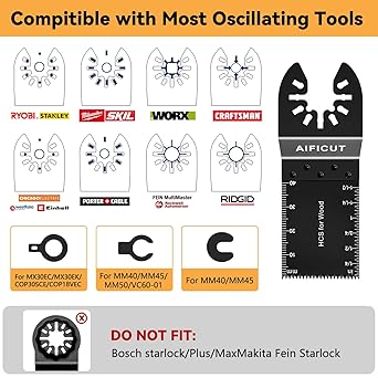 AIFICUT 26pcs Oscillating Saw Blades Titanium Multitool Blades for Wood Plastics Metal oscillating Tool Blades Kits Fit Rockwell Ridgid Ryobi Milwaukee Chicago Craftsman Dewalt