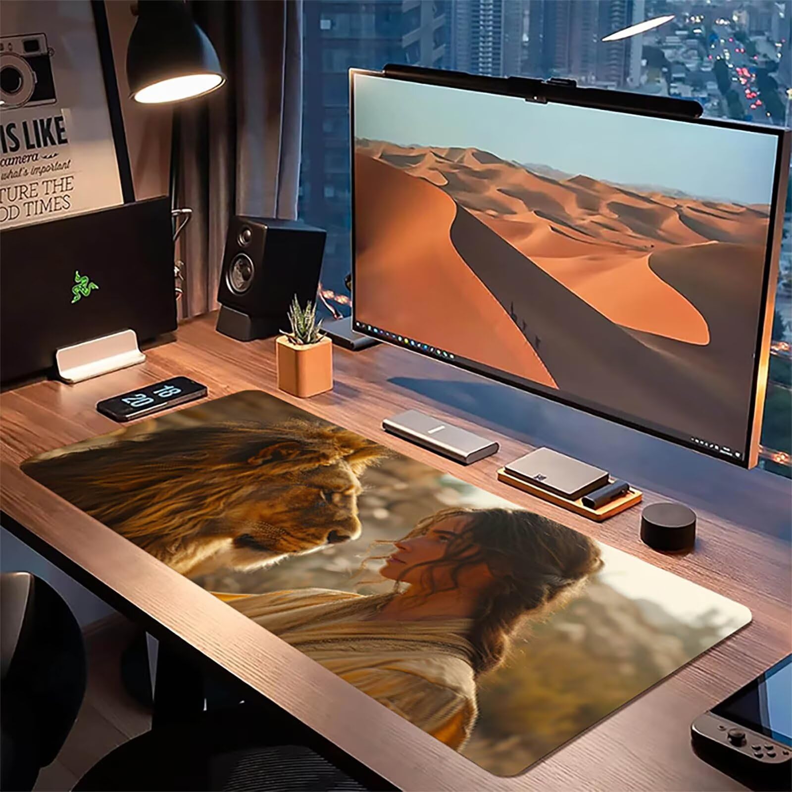 Tappetino Mouse Leone, Tappetino Mouse XXL 1500 x 800 mm, Gaming Mouse Pad con Base in Gomma Antiscivolo, Mousepad Migliorare la Velocità e la Precisione, Ufficio Accessori Gaming, Donna G-5455