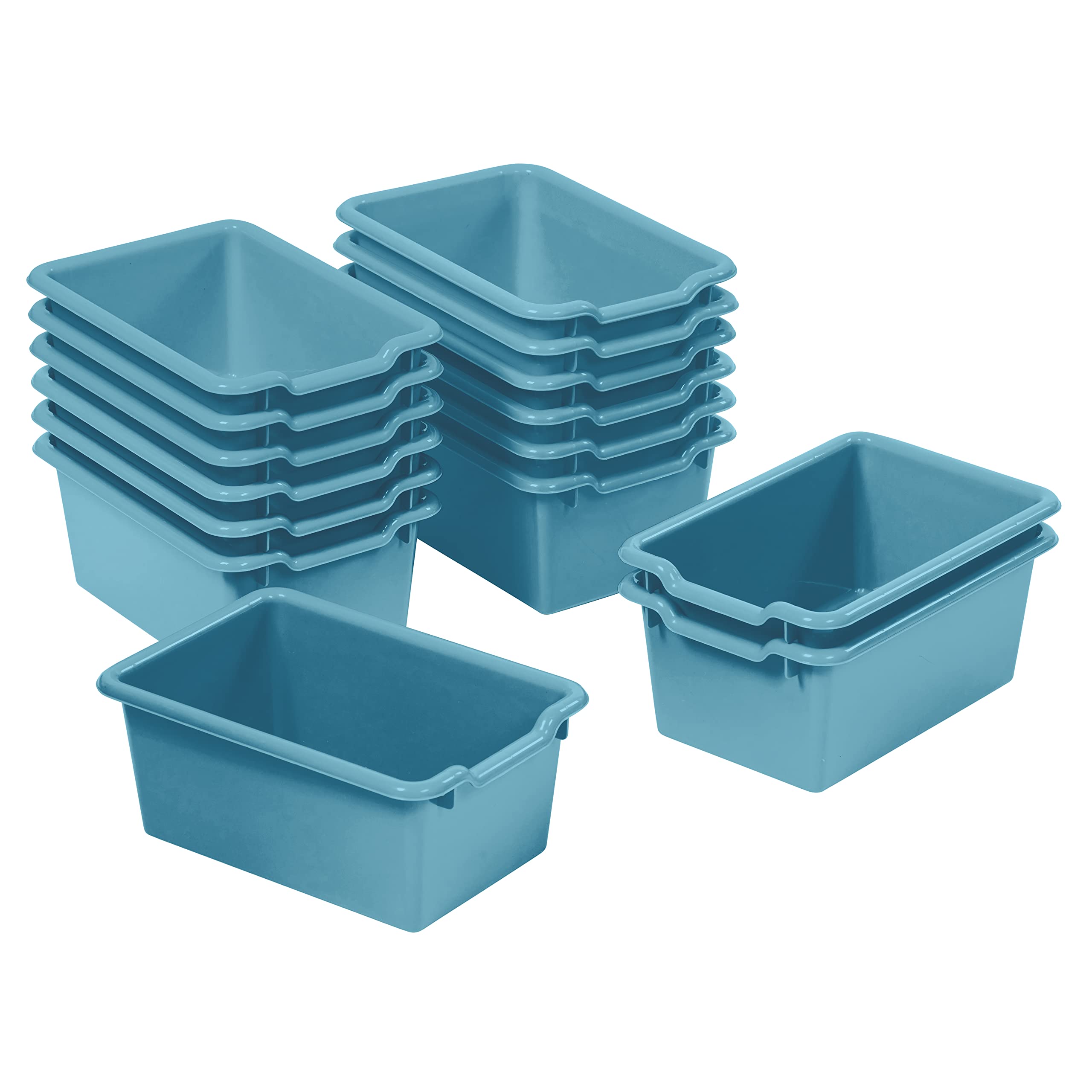 ECR4Kids Scoop Front Storage Bin, Multipurpose Organization, Turquoise, 15-Piece (only one pice broken)