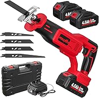 FULLYEA Cordless Reciprocating Saw, 3500 SPM Brushless Motor, Tool-Free Blade Change, 2x4.0Ah Batteries & Charger for Wood Metal Plastic Cutting
