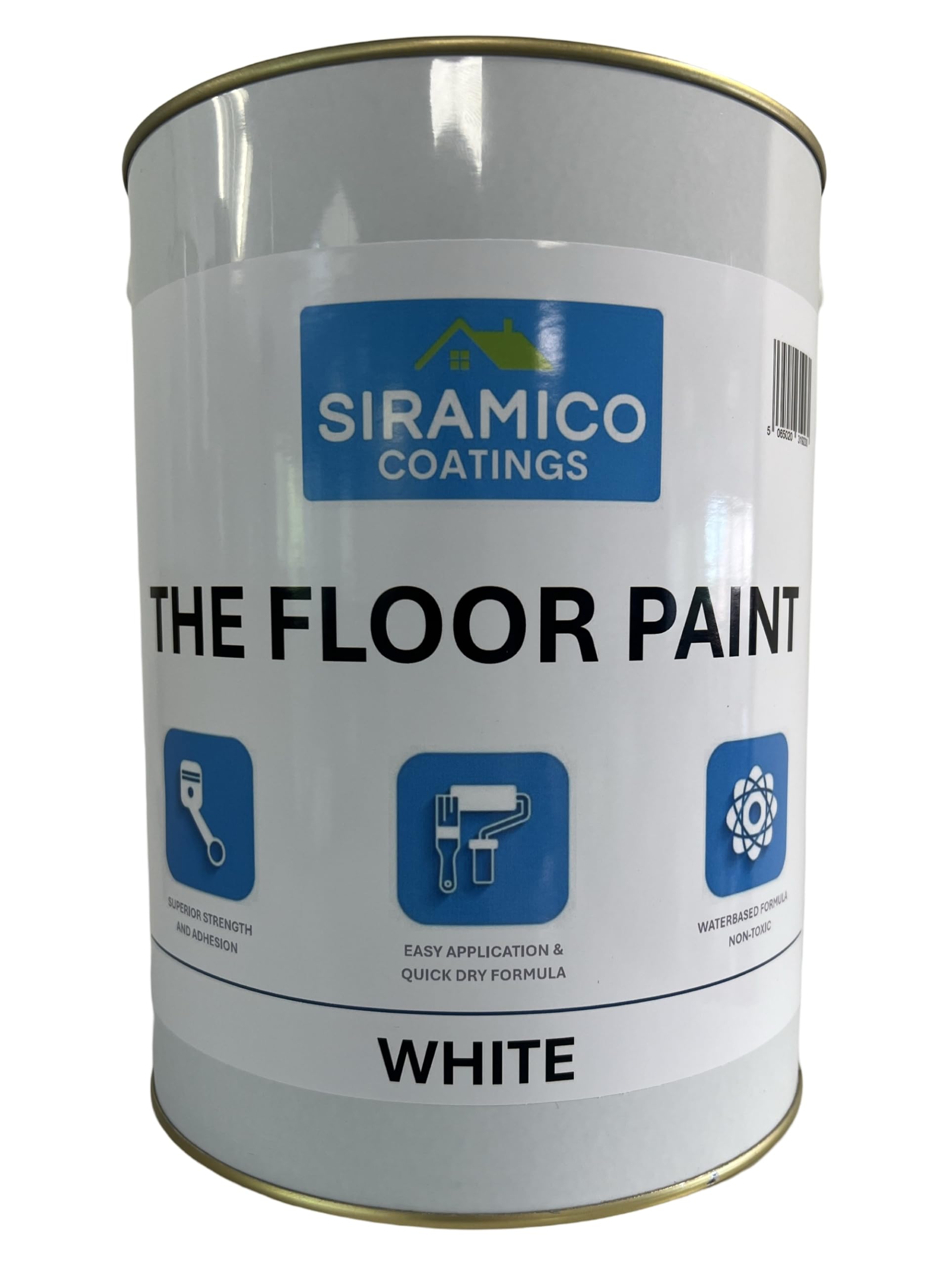 SIRAMICO COATINGS The Floor Paint with Professional Finish | 5 Litre - White | Water Based | Low Odour for Concrete, Brick, Stone Floors, Garages, Warehouses