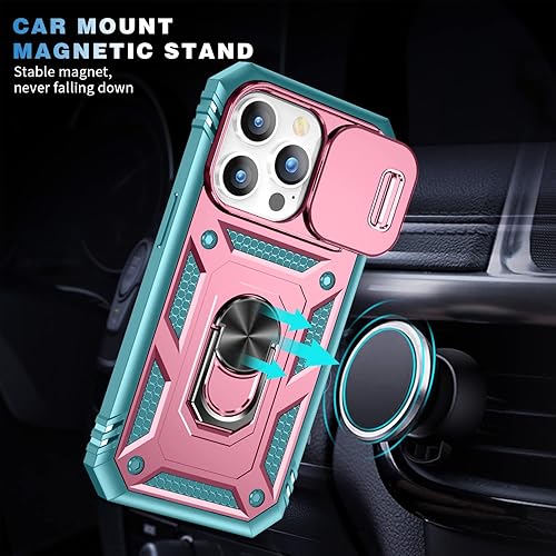 Miniatura 5 de PASNEW Funda para iPhone 15 Pro Max, funda deslizante para cámara y soporte magnético, cuerpo completo, resistente a prueba de golpes, carcasa