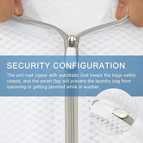 Miniatura 3 de Muchfun 3 bolsas duraderas de malla de diamante para ropa delicada (1 grande, 1 mediana, 1 pequeña)