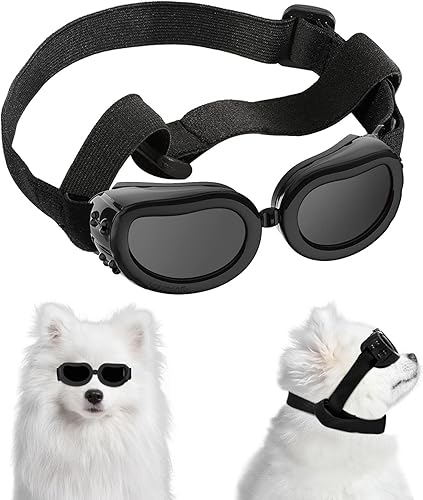 Suxible Gafas de sol para perros de raza pequeña, protección UV, gafas de sol para perros con correa ajustable, gafas impermeables para perros, Suxible Gafas de sol para perros de raza pequeña, protección UV, gafas de sol para perros con correa ajustable, gafas impermeables para perros,