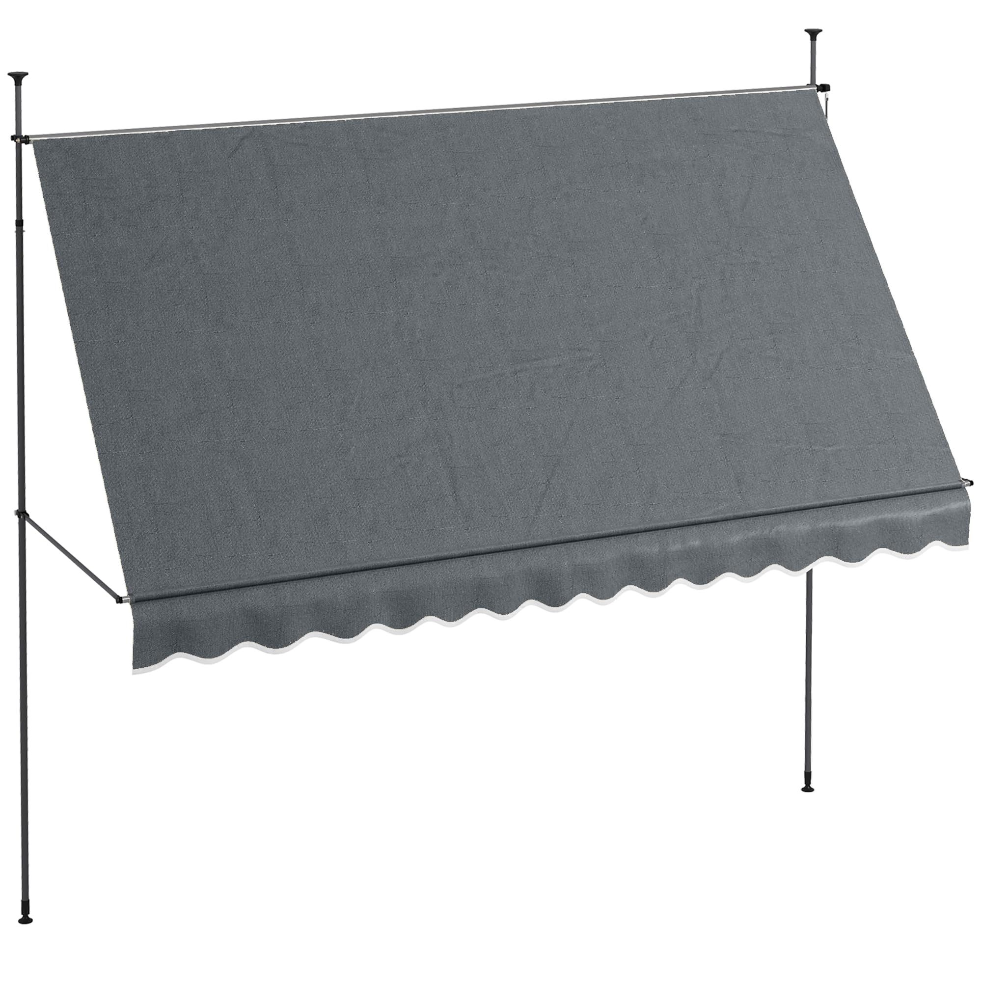 Outsunny Toldo Manual Retráctil 3,5x1,2 m Toldo Exterior Terraza Enrollable Altura Ajustable con Manivela 210-300 cm Sin Taladro Protección UV30+ para Balcón Jardín Gris Oscuro