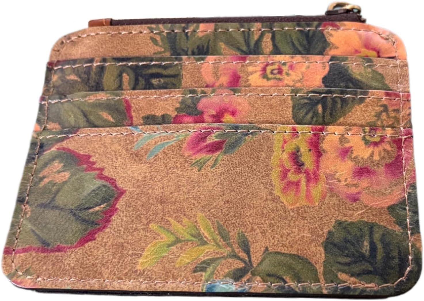 Patricia Nash Cassis Leather ID Case, Full-Grain Leather, RFID Blocking Wallet, Black/Tan, Heritage Style, with Card Slots & ID Window, Vintage Victorian Garden, 4.75x3.75x0.25 Inch - Image 2