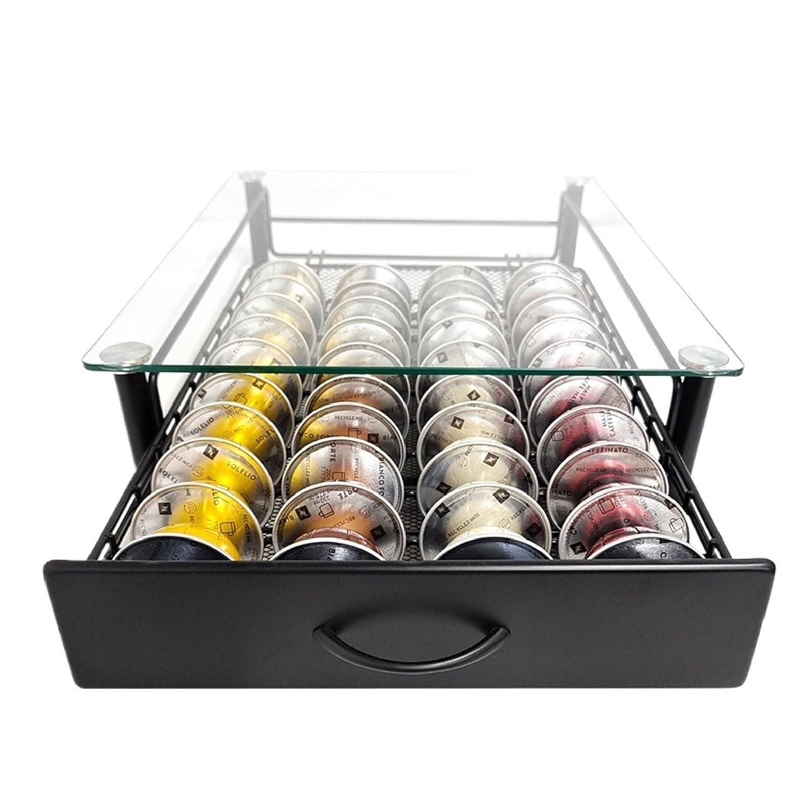 Caja De Almacenamiento De Bolsas De Té De Escritorio Tipo Cajonera De Almacenamiento Con Estante De Exhibición De Cápsulas De Café(For 60pcs)
