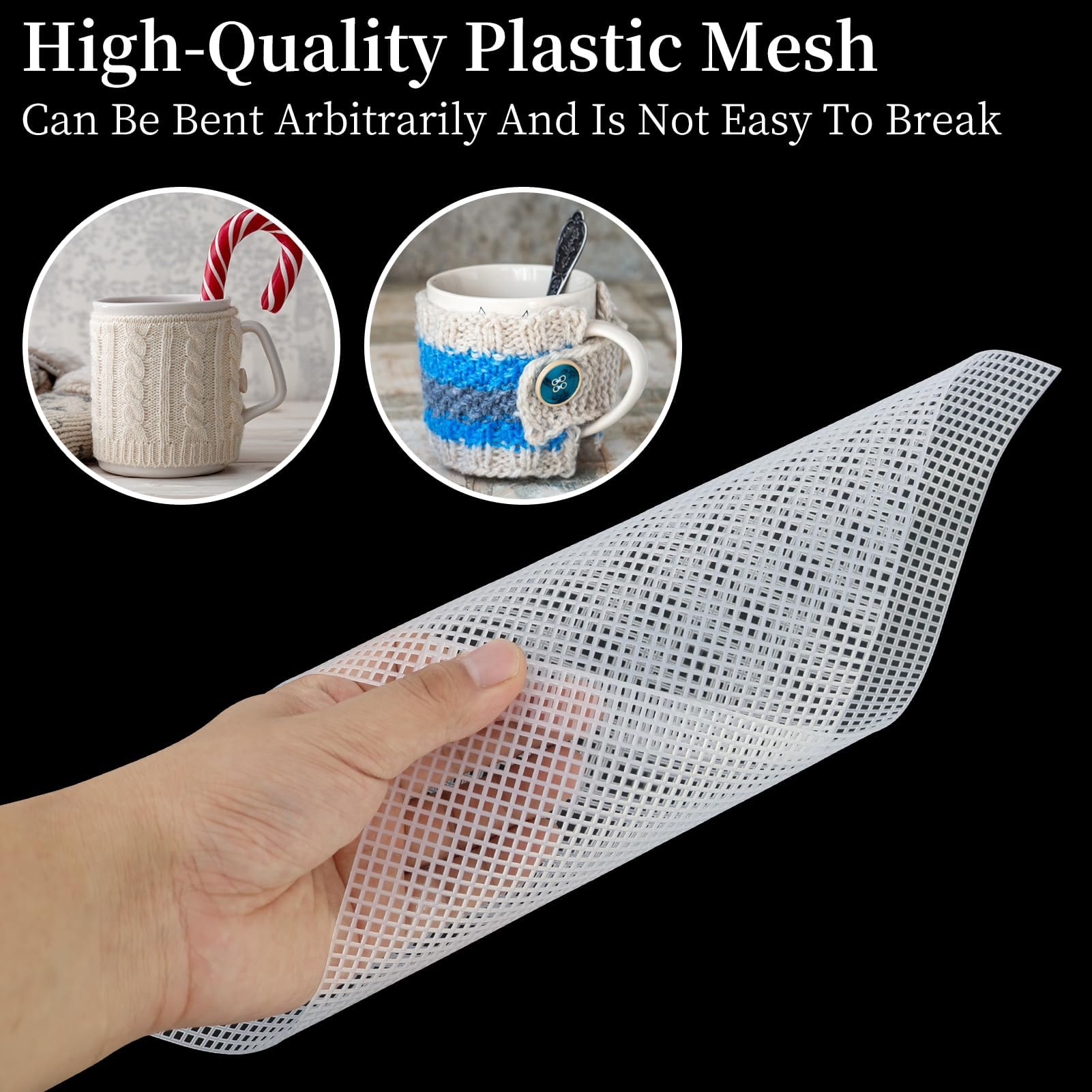 5 Pieces Plastic Mesh Canvas Sheets for Embroidery Crafting, Plastic Needlepoint Canvas, Fursuit Eye Mesh for Crafts DIY, Knit Crochet Projects?Cross-Stitch, Bag Making(White) - Image 4