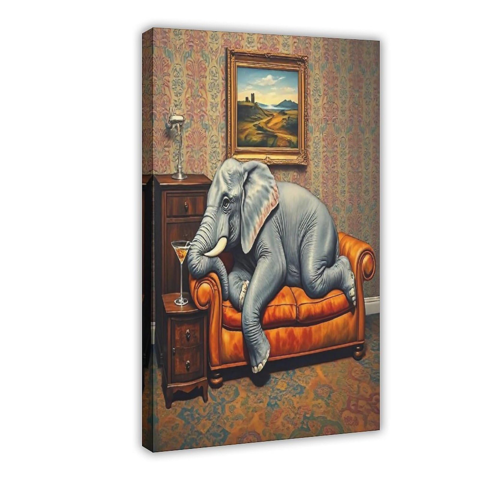 Bareronor Elephant Poster Canvas Poster Bedroom Decor Landscape Office Room Decor Gift 24" L X 36" W