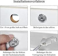 luckaide Postaláda Zár 20mm, 5 Féle Zárlemez, Bútor Zár 4 Kulccsal, 18mm Átmérő 4