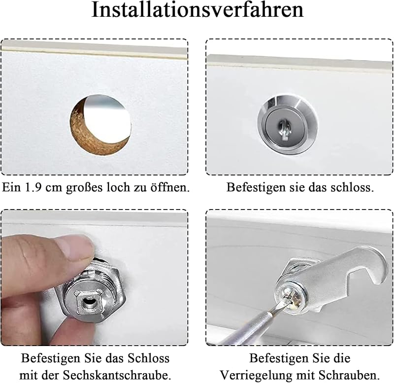 luckaide Postaláda Zár 20mm, 5 Féle Zárlemez, Bútor Zár 4 Kulccsal, 18mm Átmérő