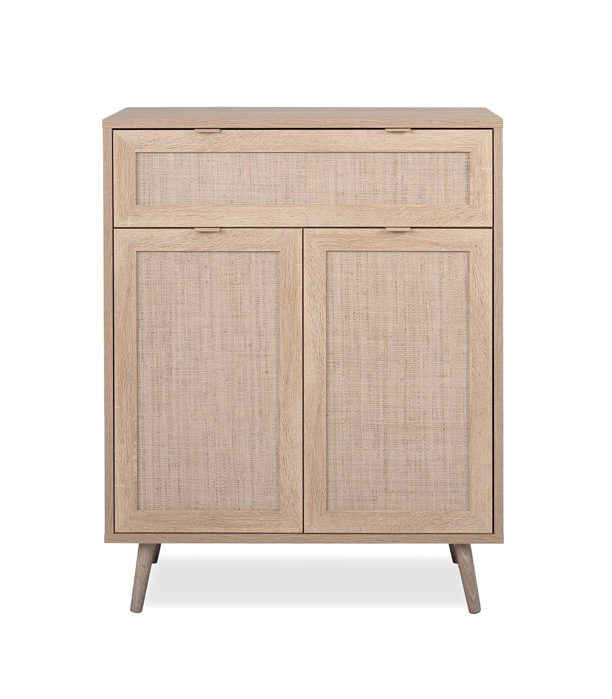 CaliCosy Cassettiera Bali 53A Sonoma – 150x139x40 Cm, 2 Ante E 2 Cassetti, Effetto Rattan Su Rovere, Stile Vintage - 3