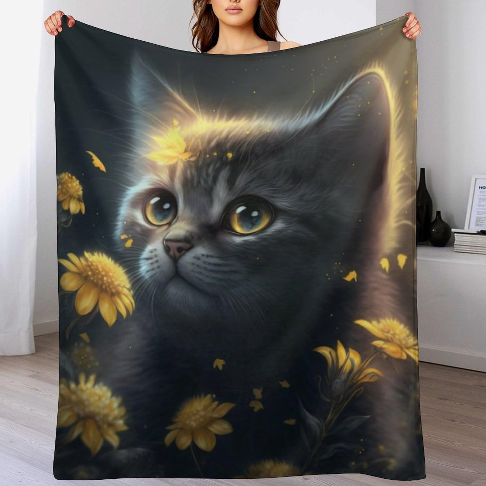 Couverture chat en flannel pour vos soirées cocooning au salon