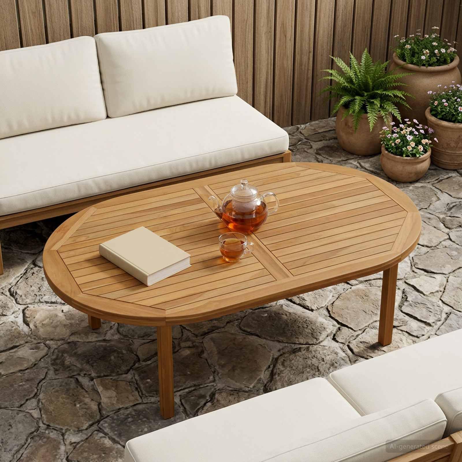 vidaXL Plateau de Table Ovale Bois de Teck Massif Naturel, Plateaux de Table de Cuisine Moderne, en Teck, Marron Solide, Parfaits pour Repas, Bureaux, mobilier décontracté