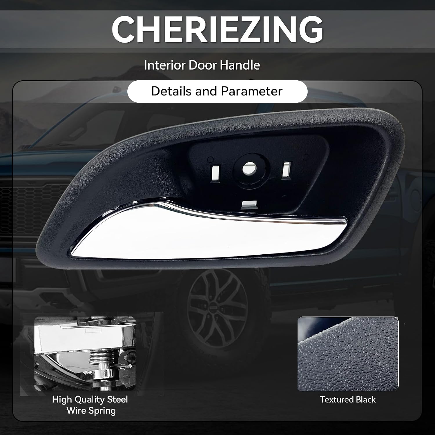 Cheriezing Inside Interior Door Handle Compatible with Chevy Cruze 2011 2012 2013 2014 2015 - Black Housing + Chrome Lever - Left and Right Side (1 Pair)