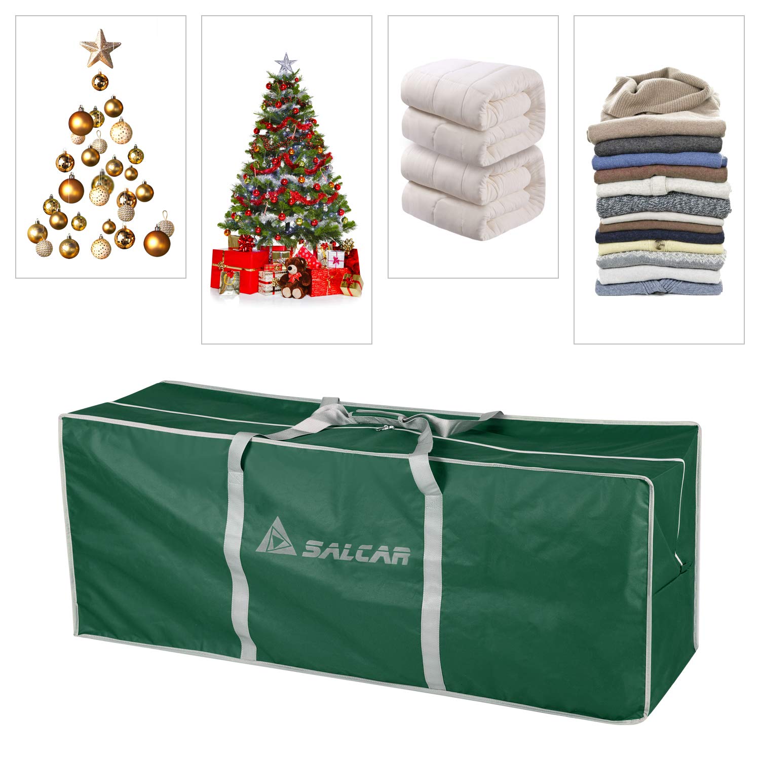 SALCAR Borsa contenitiva Oxford 600D, resistente, anti-lacera, impermeabile, con cerniera e maniglie, per materassi, cuscini, coperte, piumini, verde