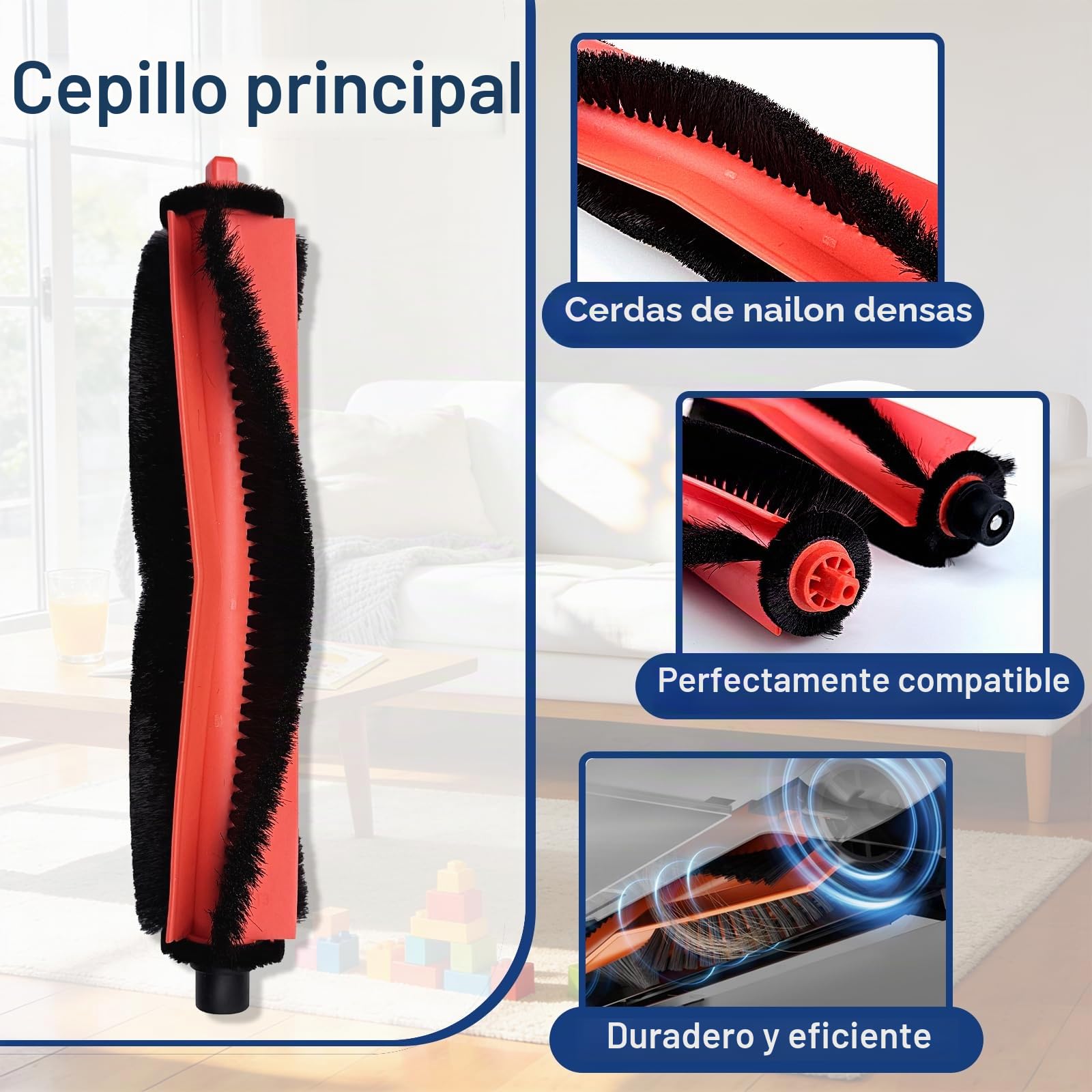 Kit de Repuesto de Accesorios, Compatible con Aspiradora Robótica Xiaomi S40 Pro (OV71GL) - Incluye 1 Cepillo Principal, 4 Cepillos Laterales, 4 Filtros HEPA y 4 Almohadillas para Fregona, Piezas de