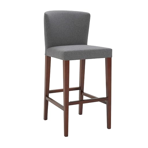 Rivet Eli Modern Curved-Back Barstool, Graphite