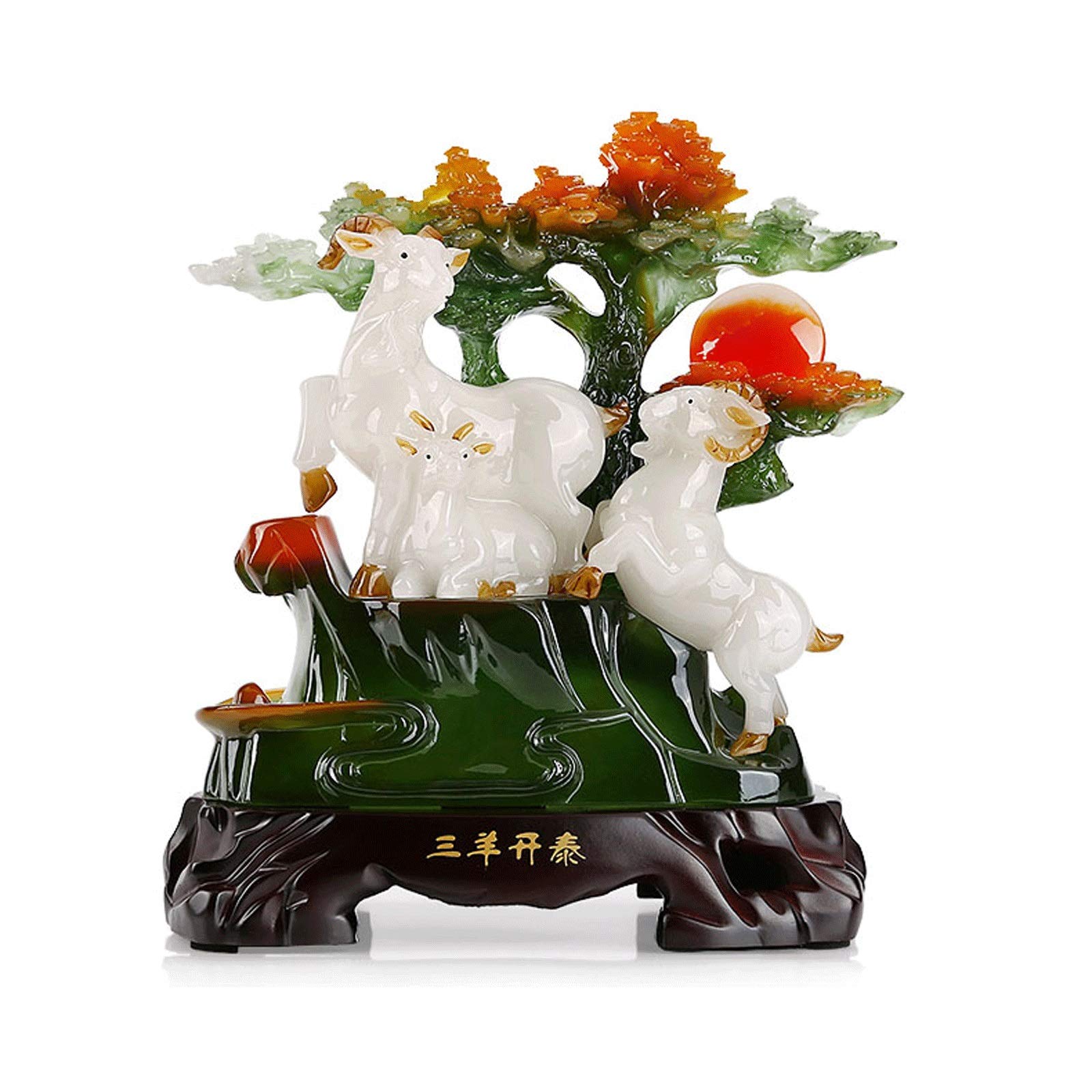Statue de mouton Feng Shui en résine dorée pour décoration