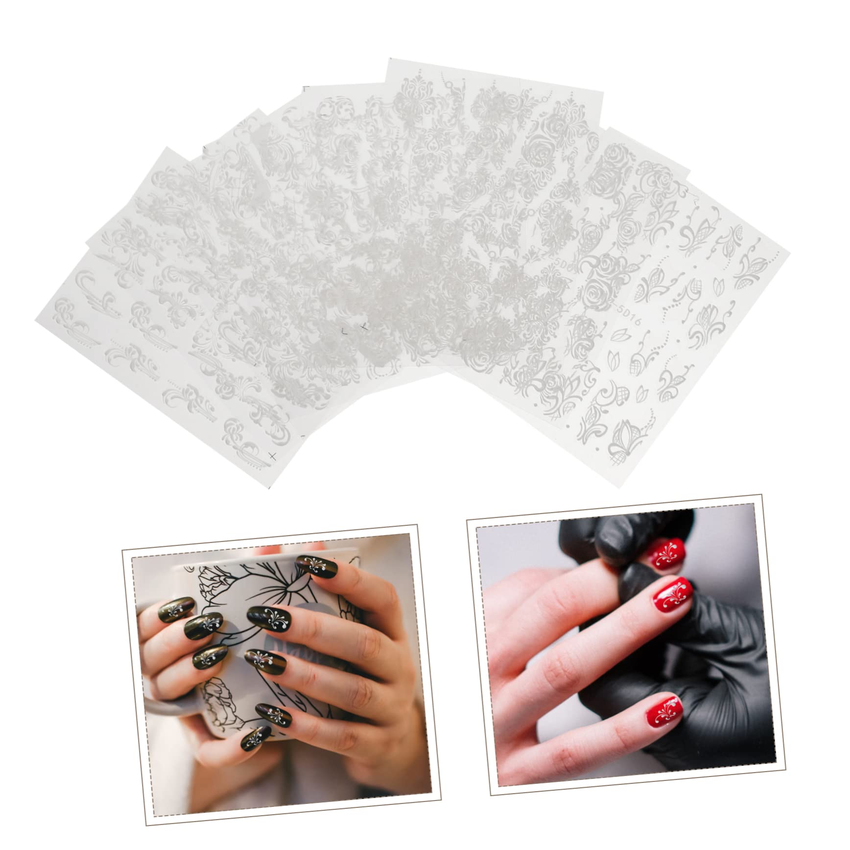 VICASKY 5 Set Adesivi Per Unghie Floreali Impermeabili Per Nail Art Decorazioni Per Unghie E Dita Per Speciali 8 Fogli*5