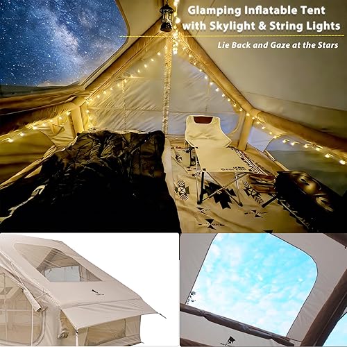 Miniatura 2 de GEERTOP Tienda de campaña inflable grande con estufa Jack Instantánea Impermeable Inflable Air Glamping Tienda de campaña con tragaluz para la