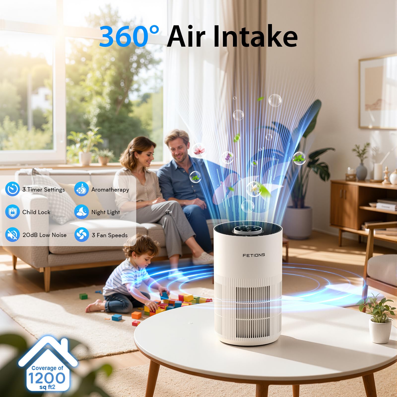 Purificadores de aire para el hogar de hasta 300 pies cuadrados, purificadores de aire pequeños para dormitorio, purificador de aire HEPA H14 con modo de espera, 3 velocidades, temporizador, función