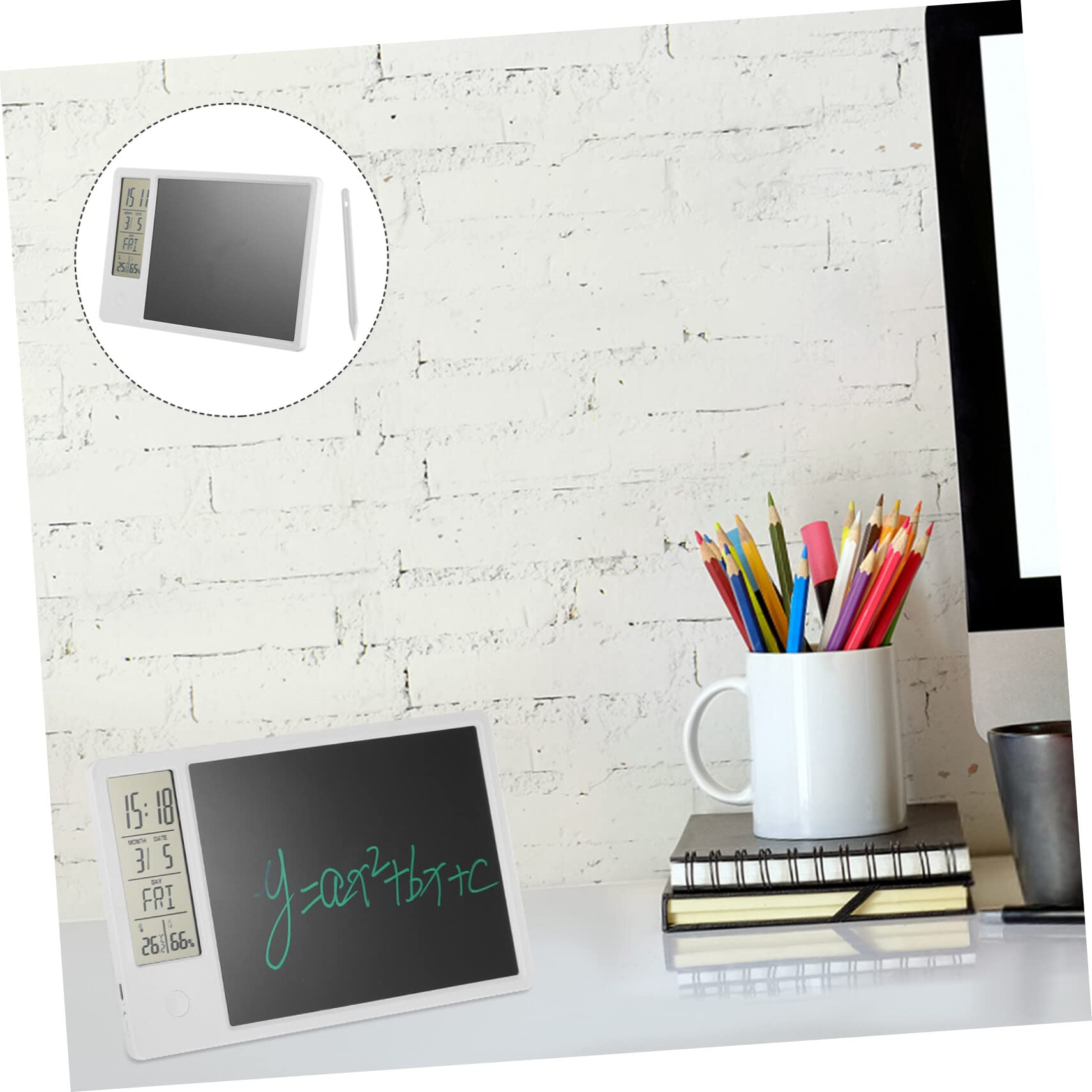 STOBOK Tavoletta Lcd Calendario e Orologio Da Tavolo Blocco Note Per Scrittura e Disegno Senza Raggi Per Uso Ufficio e Casa