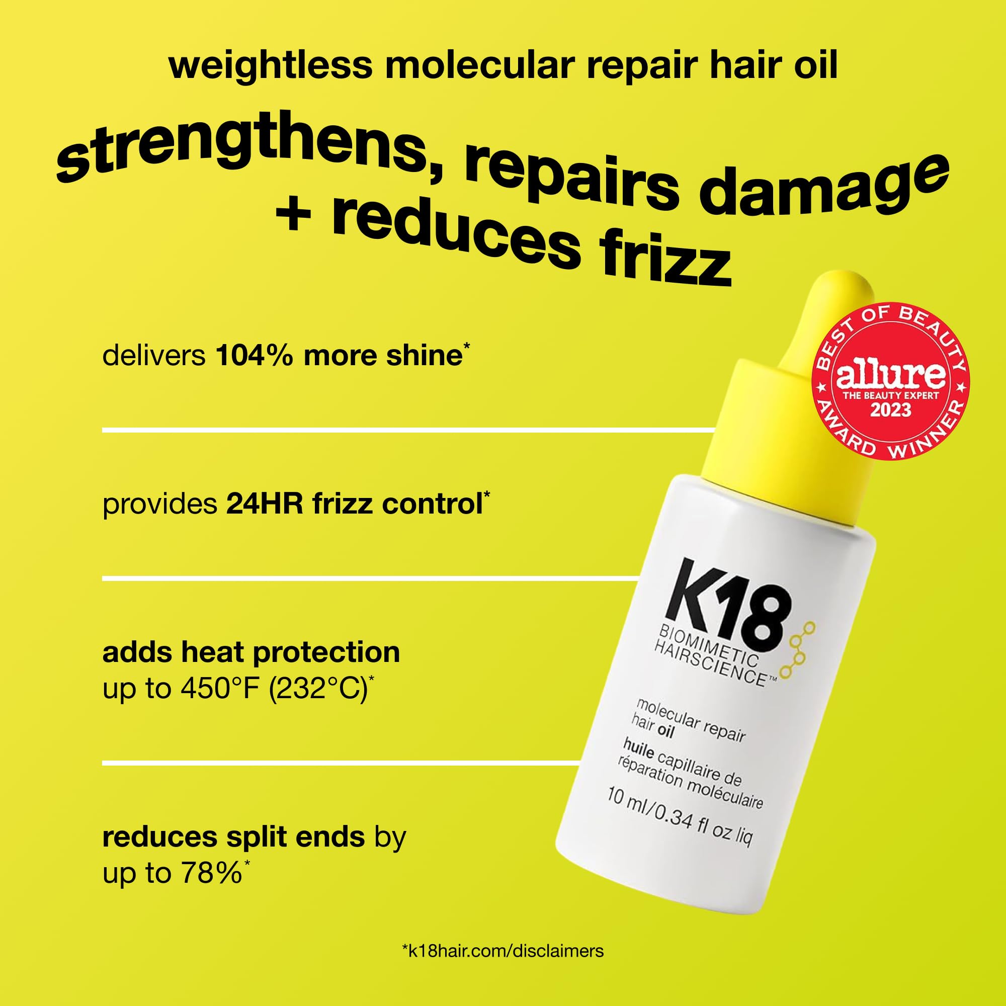 K18 Molecular Repair Hair Oil, Weightless Frizz-Control Oil
