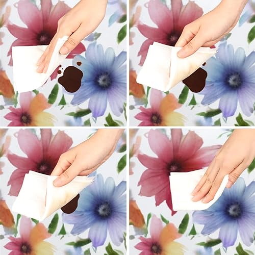 Vista 263 de Mantel redondo ajustable con borde elástico, mantel de hojas coloridas abstractas, impermeable, lavable, para mesas redondas, ideal para picnic