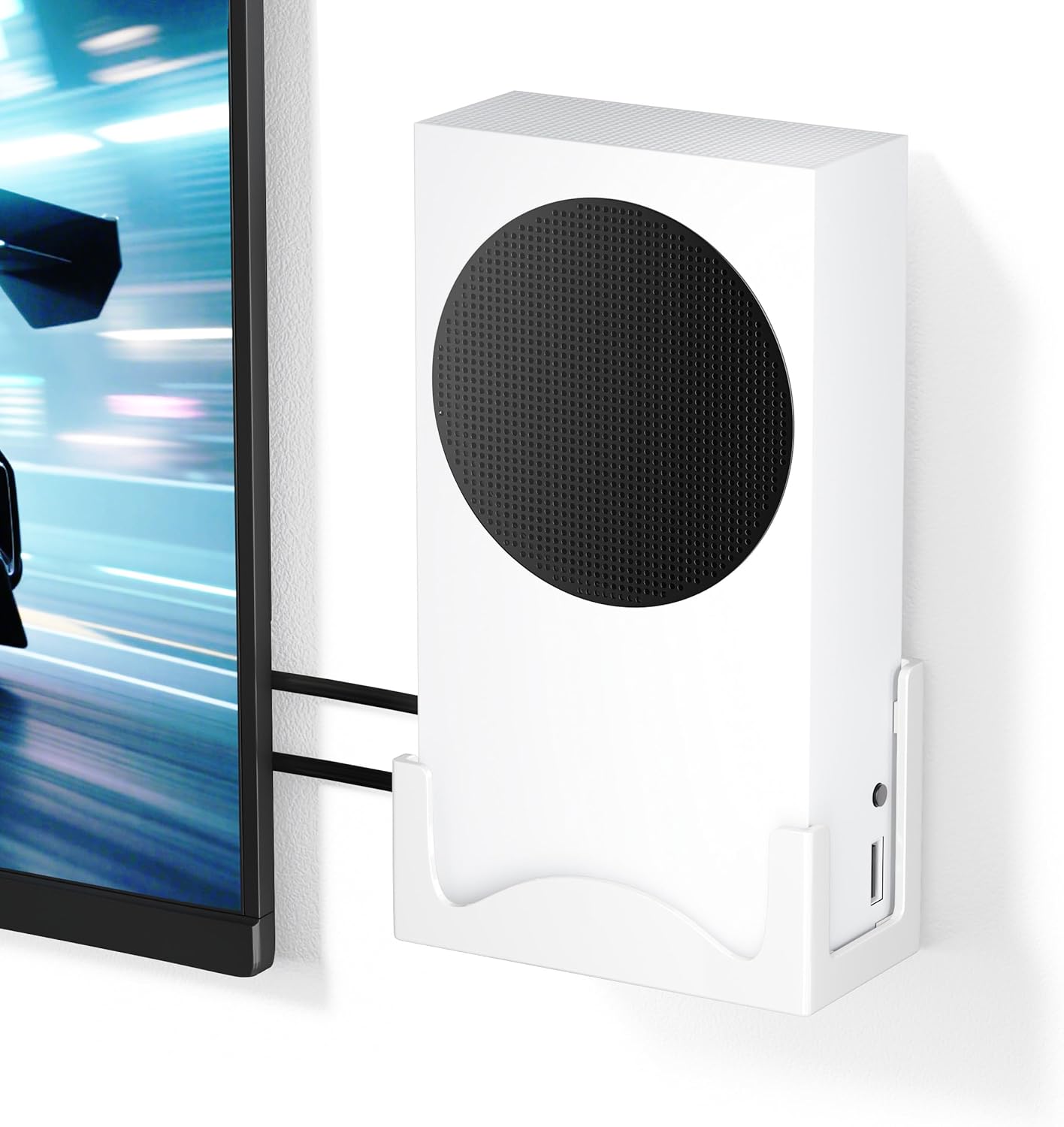 Wall Mount for Xbox Series S – Metal Console Holder with Ventilated Base and Anti-Scratch Pads – Space-Saving Wall Bracket for Xbox S with Easy Installation and Heat Dissipation Design