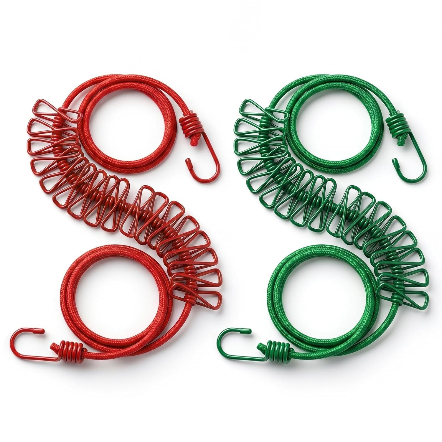 Cloth Drying Rope with Hooks - Elastic Hanging Rope for Travel, Home, and Outdoor Drying - Includes 12 Clips-Kapde Sukhane ki Rassi Wire - Multicolour (2)-image-9