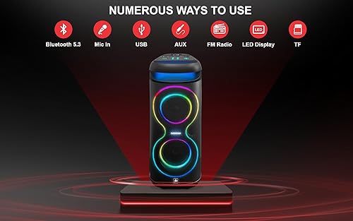 Miniatura 6 de Fisher Sistema estéreo de altavoz PA Bluetooth - DJ inalámbrico portátil para karaoke, doble 6.5 pulgadas de potencia máxima de 80 W, sonido HD