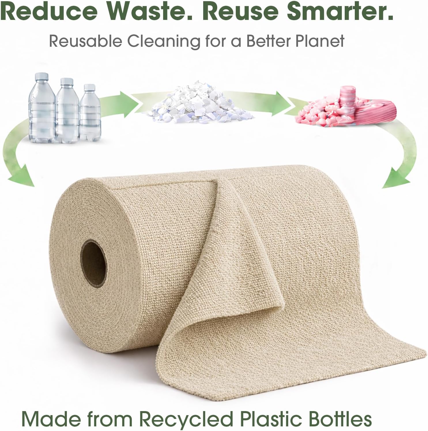 Microfiber Cleaning Cloth Roll - 100 Pack Tear Away Microfiber Paper Towels, Reusable, Washable, Scratch-Free, Kitchen Towels for Car, Home, Kitchen, Glass, Dishes(Desert Gold)