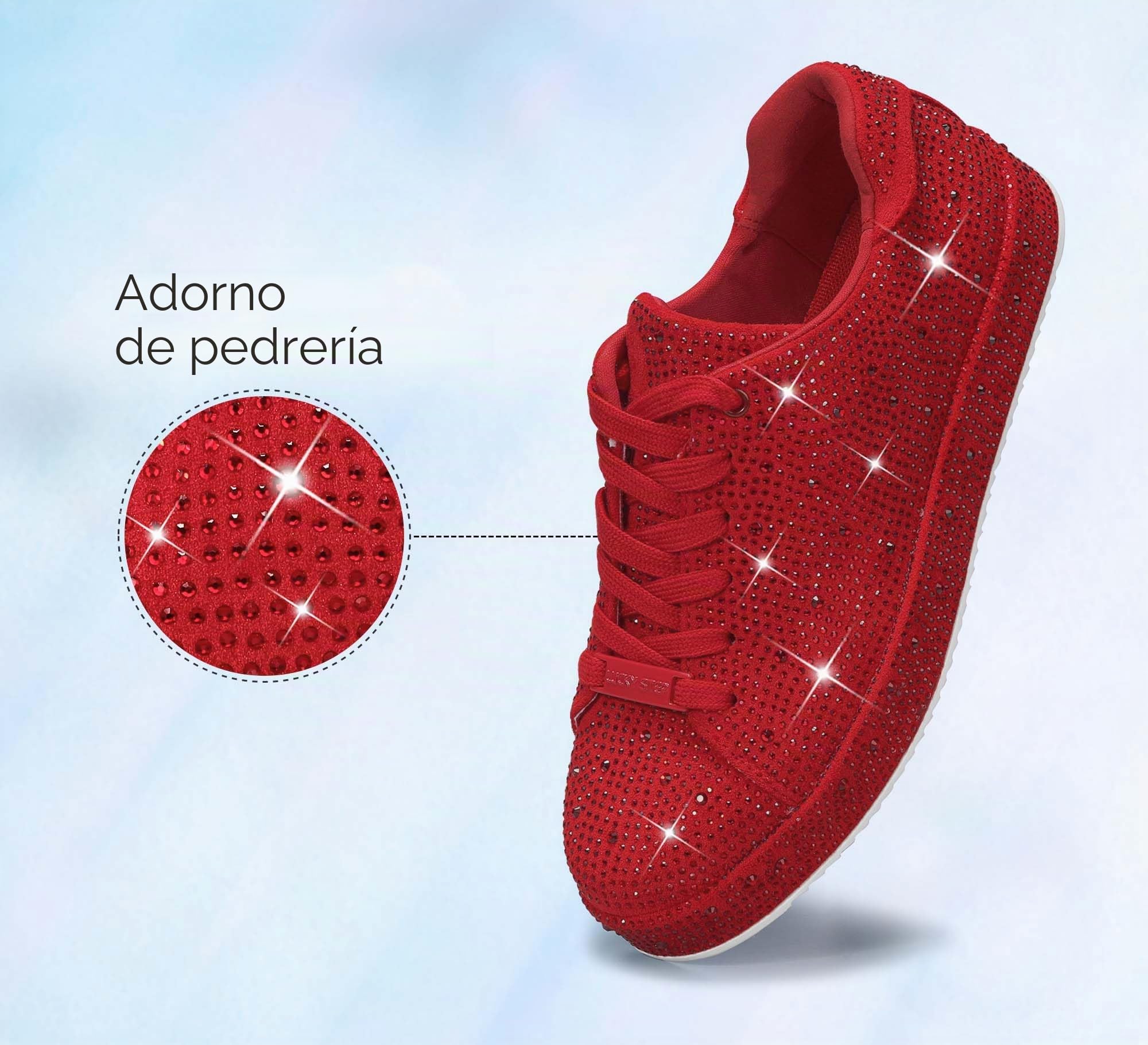 LUCKY STEP Mujer Zapatillas con Plataforma y Diamantes de Imitación | Zapatos Brillantes para Boda Nupciales para
