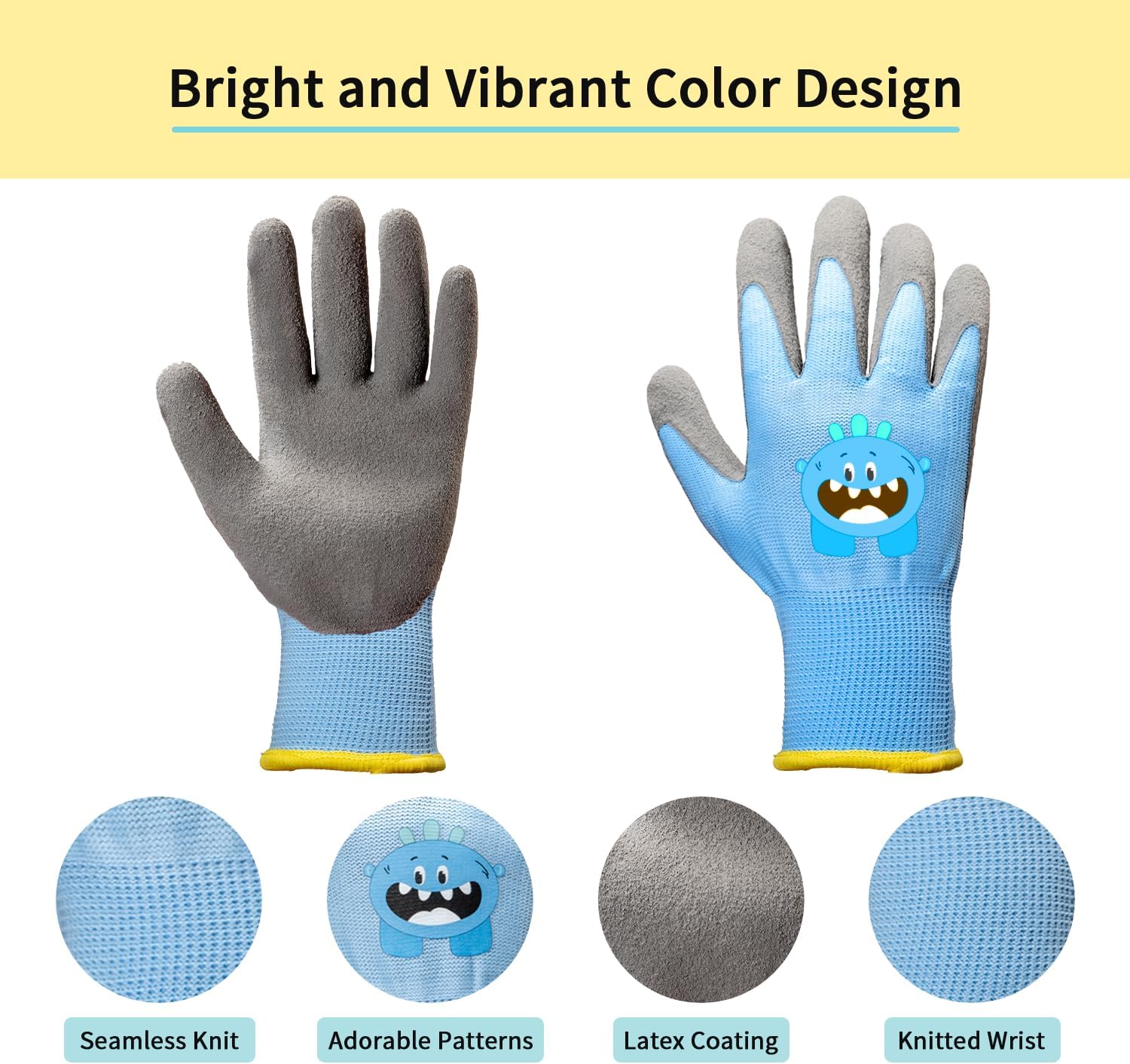 PROMEDIX P Kids Gardening Gloves – Rubber Coated Work Gloves for Children Age 3-5,Soft & Breathable for Outdoor Play & DIY image 3