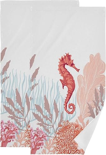 susiyo Beautiful Corals - Juego de 2 toallas de mano decorativas con estampado de lujo, súper suaves, altamente absorbentes, multiusos, para yoga,