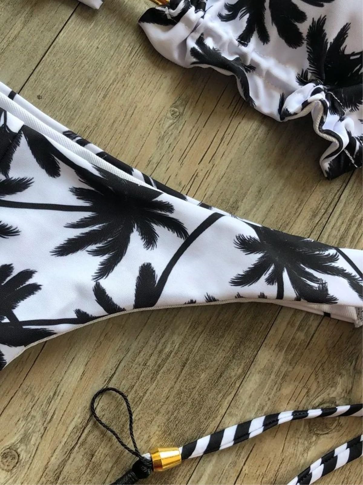 Set Bikini Donna Donne Palm Tree Stampa Due Pezzi Tassel Cravatta Laterale Triangolo Hardware Costume da Bagno Cheeky per La Spiaggia PisChina