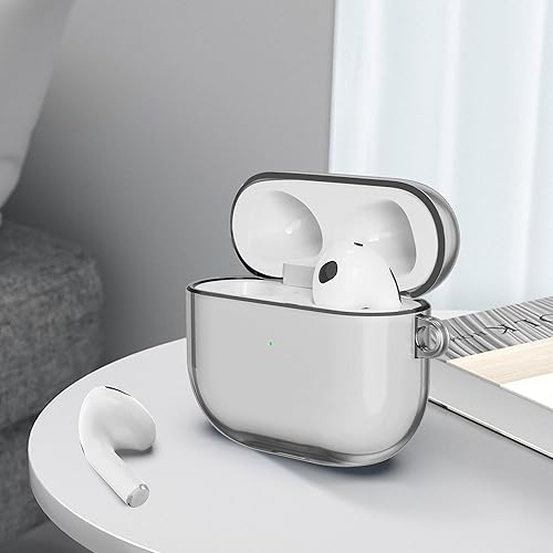 Miniatura 9 de ULAK Compatible con AirPods 3, funda protectora de TPU suave con llavero para AirPods de 3 generación 2021 LED frontal visible, color negro