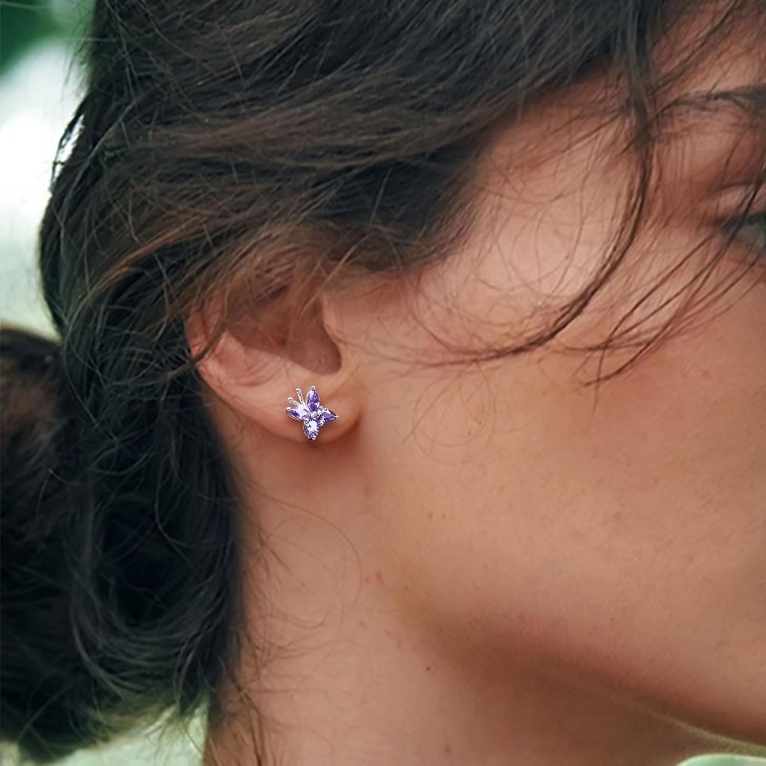 Small Butterfly/Dragonfly Stud Earrings 925 Sterling Silver/14K Gold Plated Created Gemstone Birthstone Studs Hypoallergenic Ear Jewelry Gift for Her - Image 2