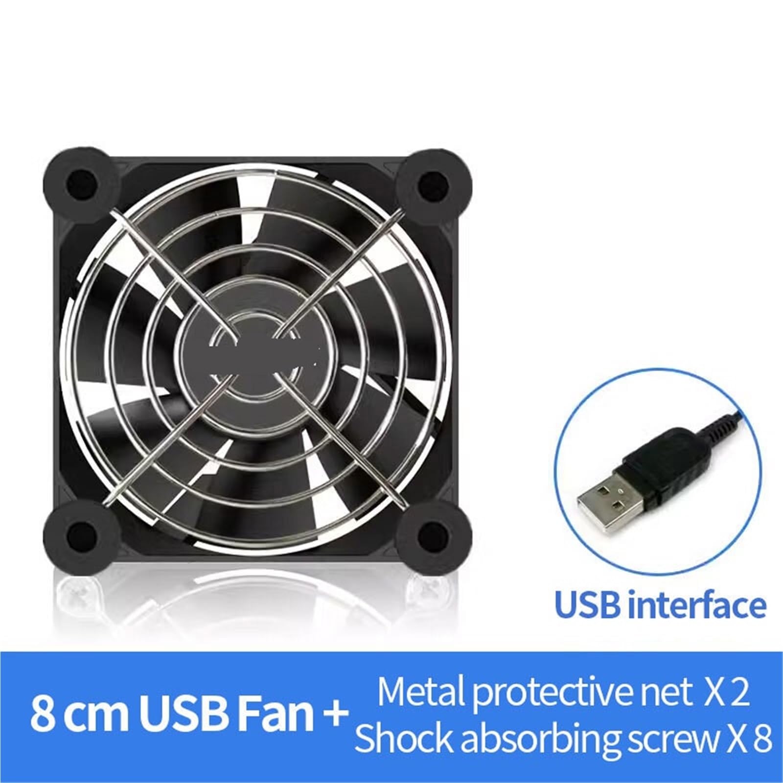 Ventola di Raffreddamento Scarico USB 8/12/14 cm 5 V con Tappetino in Rete Metallica for decoder TV Router | Fan(12cm USB Fan)