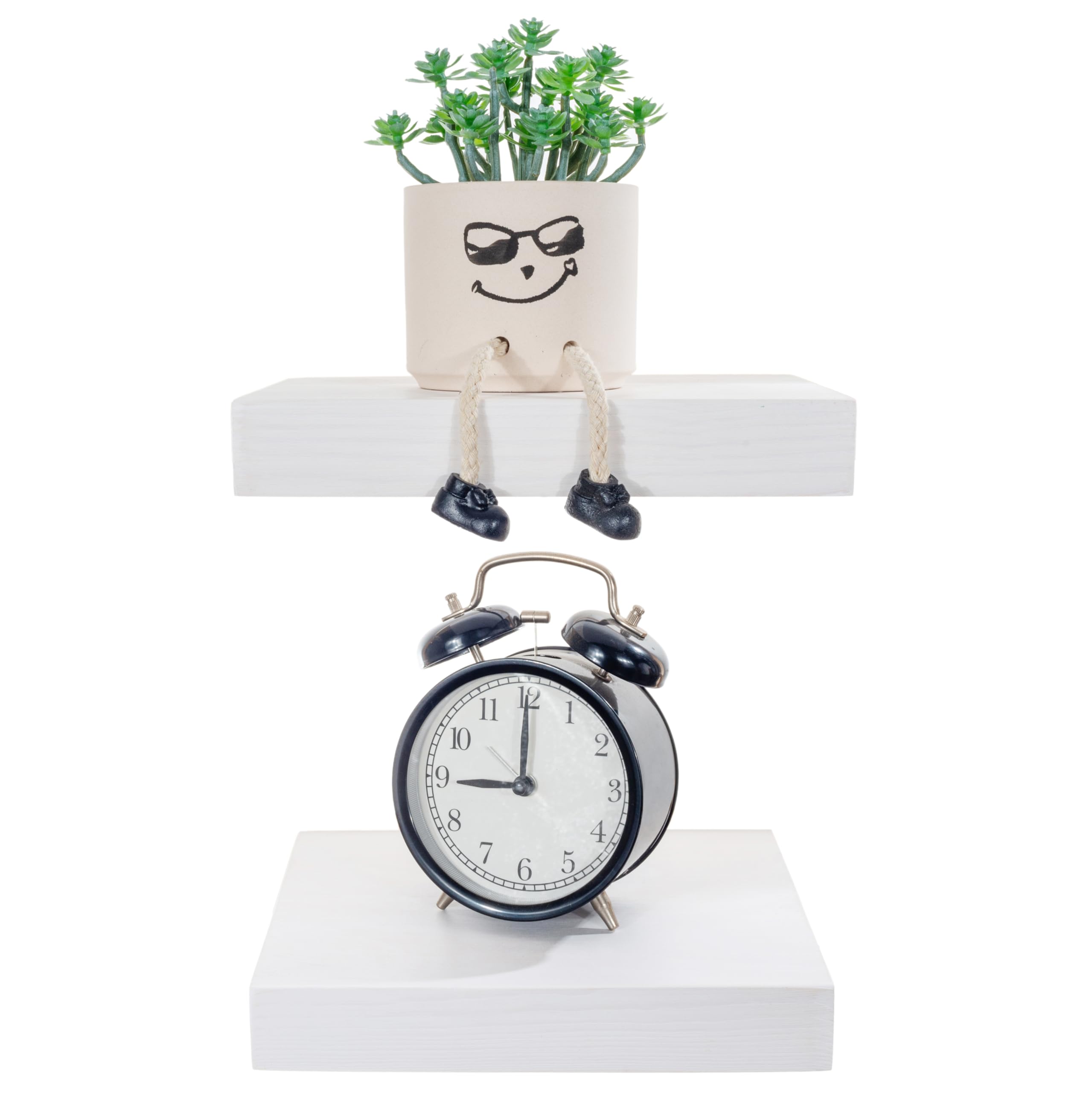 BGMG Small Wood Floating Shelves 8 inch Set of 2,White Floating Shelves for Wall,Solid Wood Wall Shelves for Bathroom Living Room Bedroom Kitchen