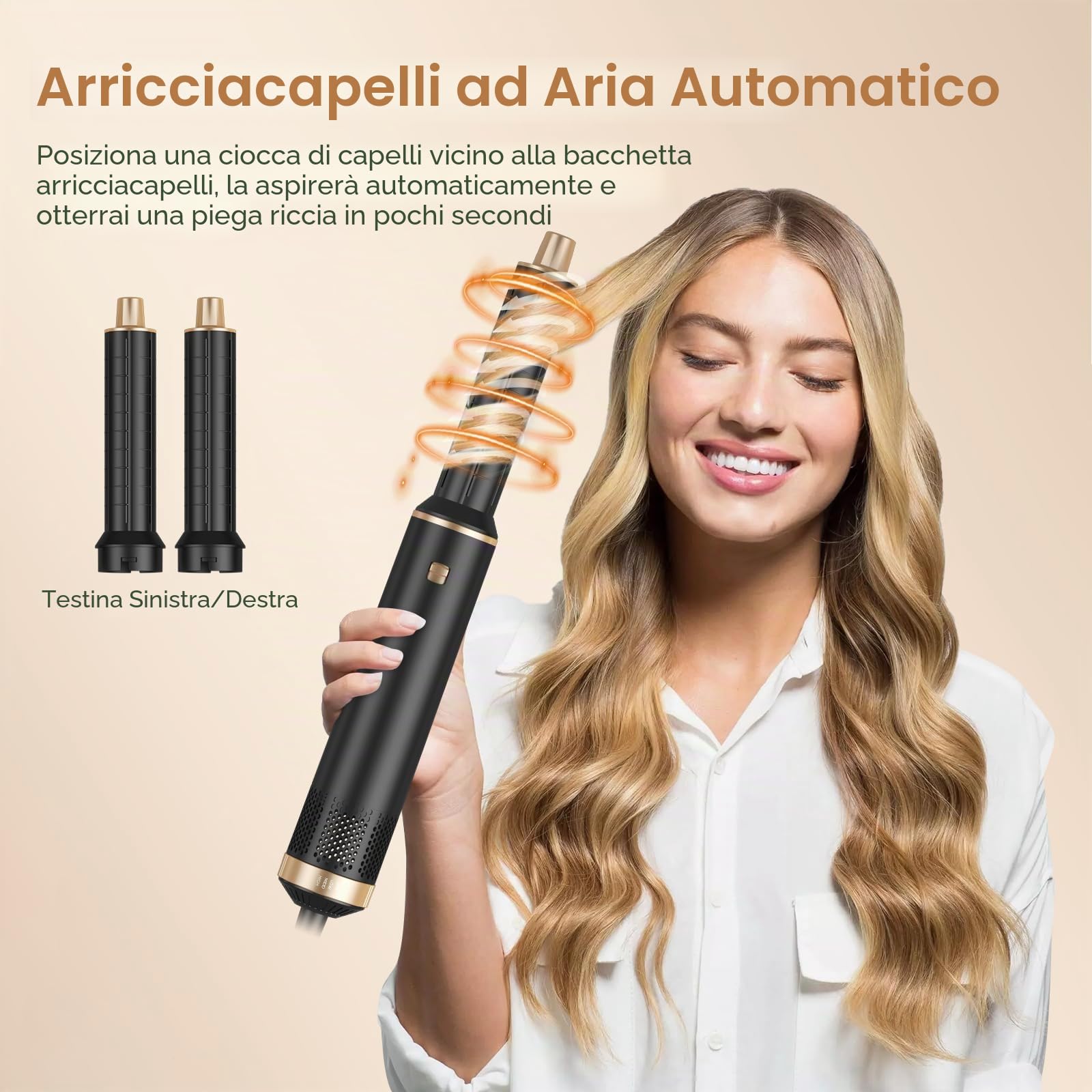MogaWave Pro air styler 5 in 1 Hair Styler & Spazzola Asciugacapelli, phon arricciacapelli ad aria, asciugacapelli spazzola, spazzola aria calda, spazzola phon per capelli, senza danni da calore