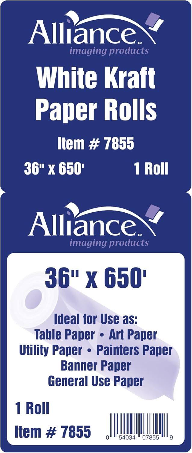 White Kraft Paper Roll for Arts and Crafts 36” x 650’ Ideal for Paints, Wall Art, Easel Paper, Bulletin Board Paper, Gift Wrapping and Kids Crafts - Made in USA